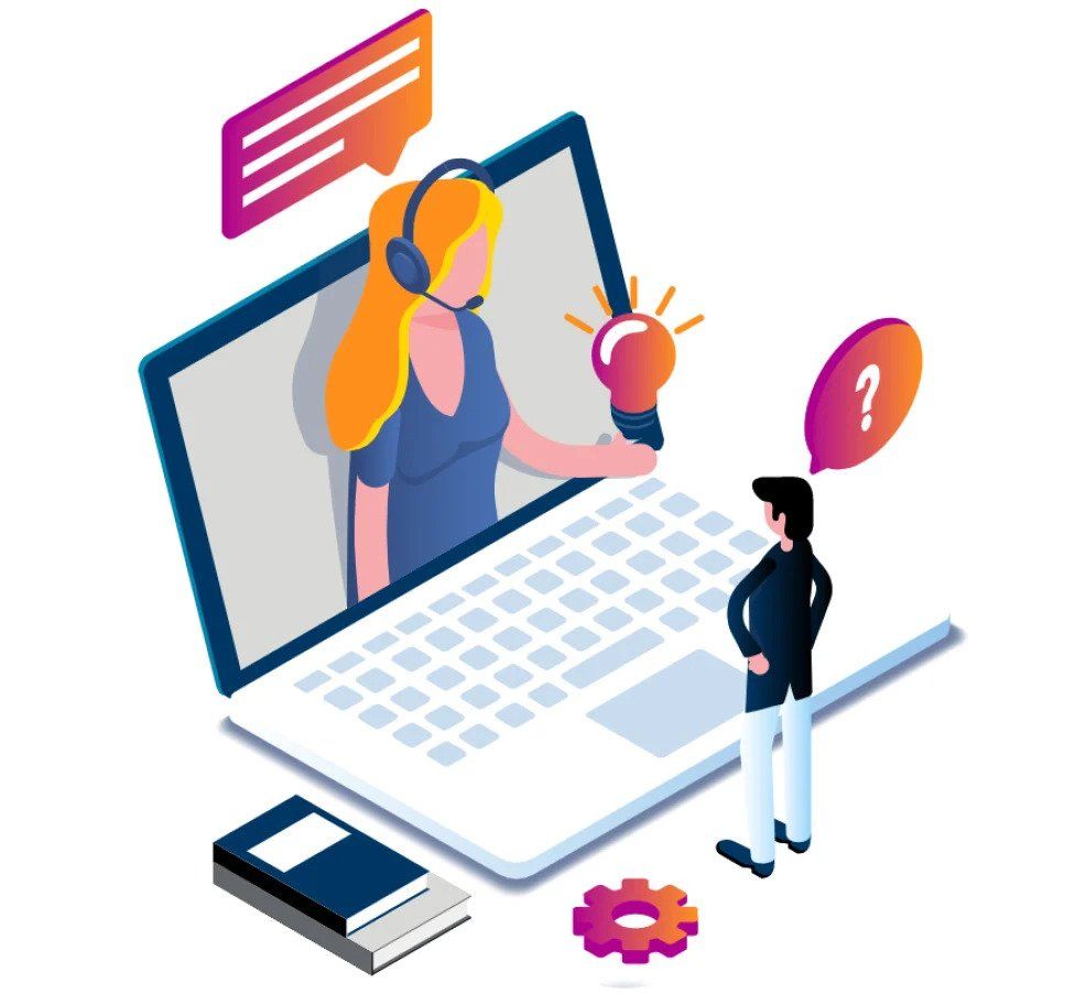 Illustration of woman on a call offering accessibility support